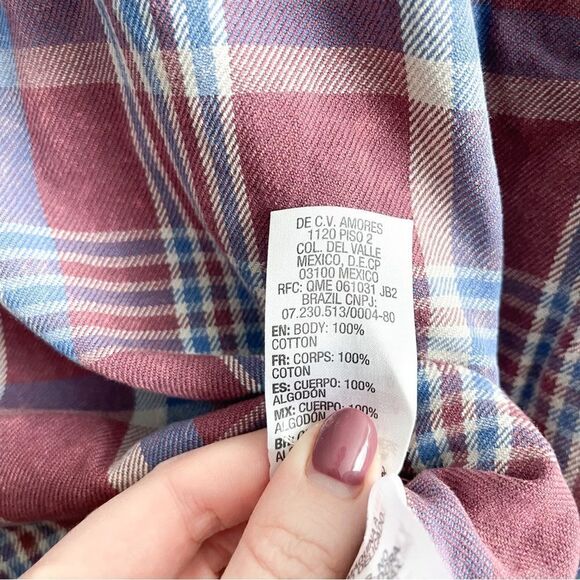 Quiksilver Modern Shirt Plaid  Red Blue Button Up Men's M - Picture 9 of 10